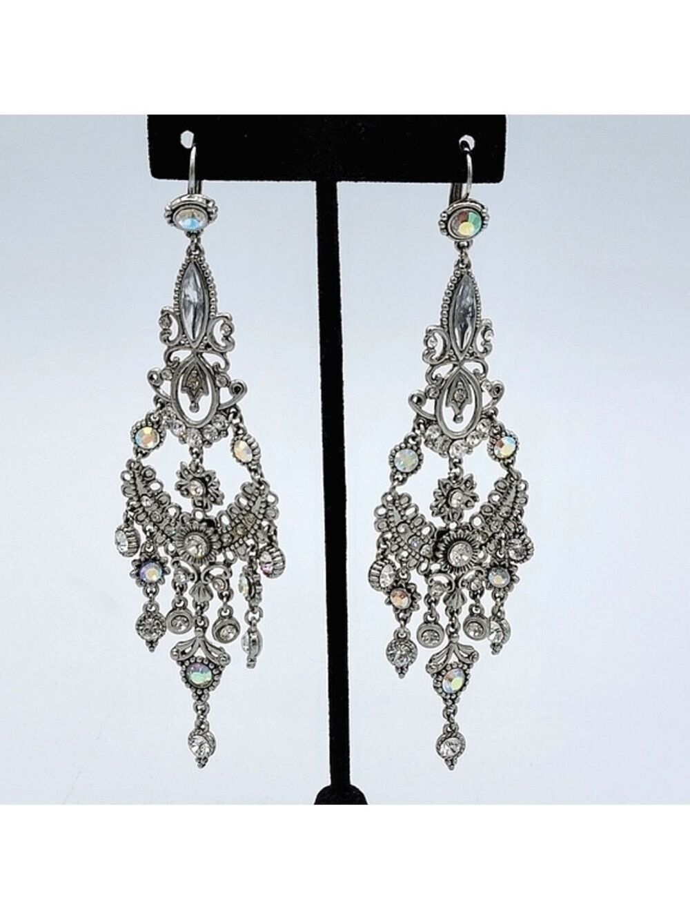 Silvertone Crystal Chandelier Earrings  #2058